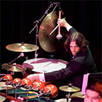 Photo of percussion teacher Michael Plotkin with drums.